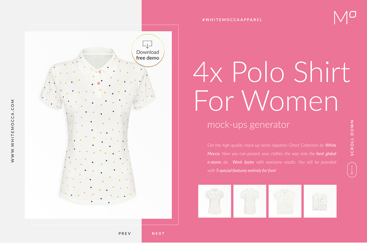 Women Polo Ghost Mock-ups FREE DEMO in Product Mockups - product preview 8