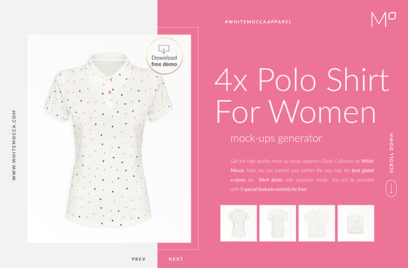 Women Polo Ghost Mock-ups FREE DEMO in Product Mockups - product preview 3
