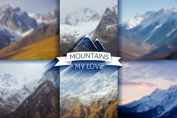 6 mountain blur backgrounds. Vector