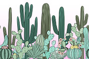 Seamless pattern with cactus. Wild