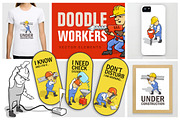 "Doodle Workers" for sticker design