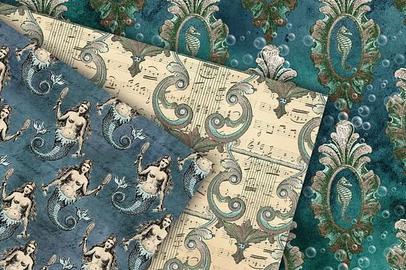 Mermaid Ephemera Digital Paper in Patterns - product preview 1