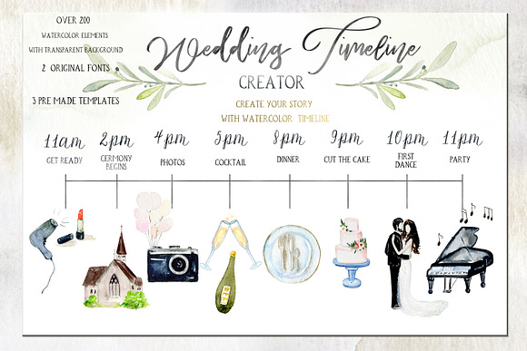 Wedding timeline, map story creator in Illustrations - product preview 8