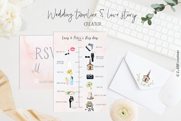 Wedding timeline, map story creator in Illustrations - product preview 9