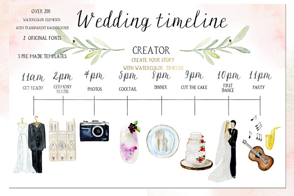 Wedding timeline, map story creator in Illustrations - product preview 10