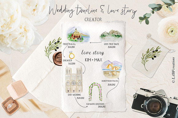Wedding timeline, map story creator in Illustrations - product preview 15