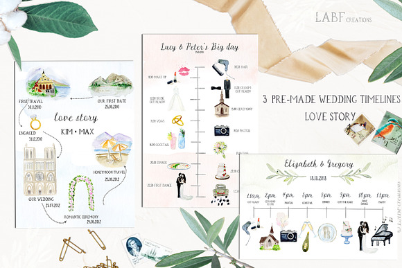 Wedding timeline, map story creator in Illustrations - product preview 18