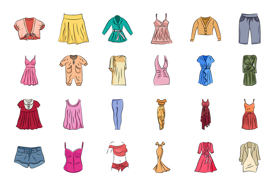 Clothes Hand Drawn Vector Icons