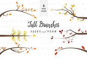 Branch Silhouettes Clipart - Fall