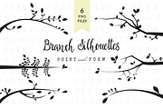 Branch Silhouettes Clipart - Black