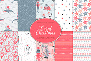 Coral Christmas pattern collection