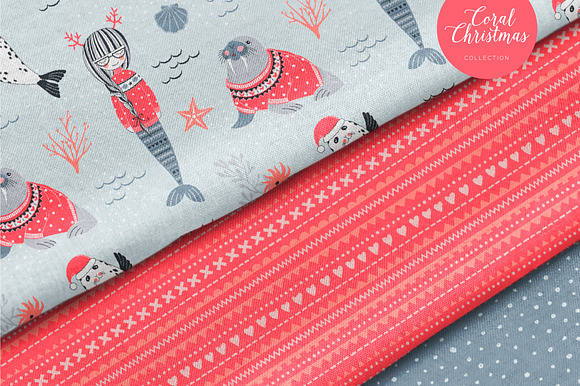 Coral Christmas pattern collection in Patterns - product preview 1
