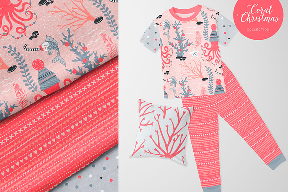 Coral Christmas pattern collection in Patterns - product preview 5