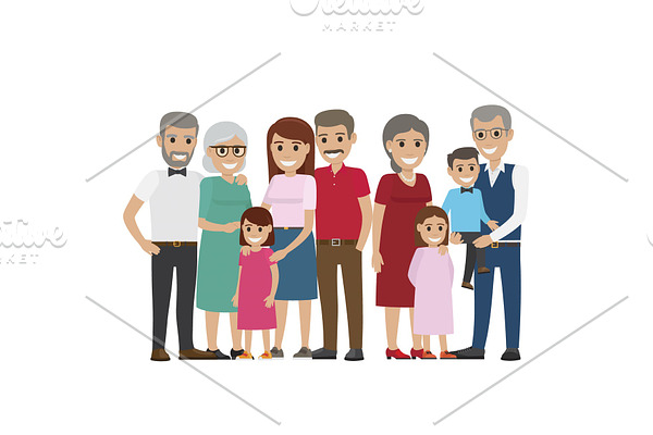 Multi-generation Family Colourful