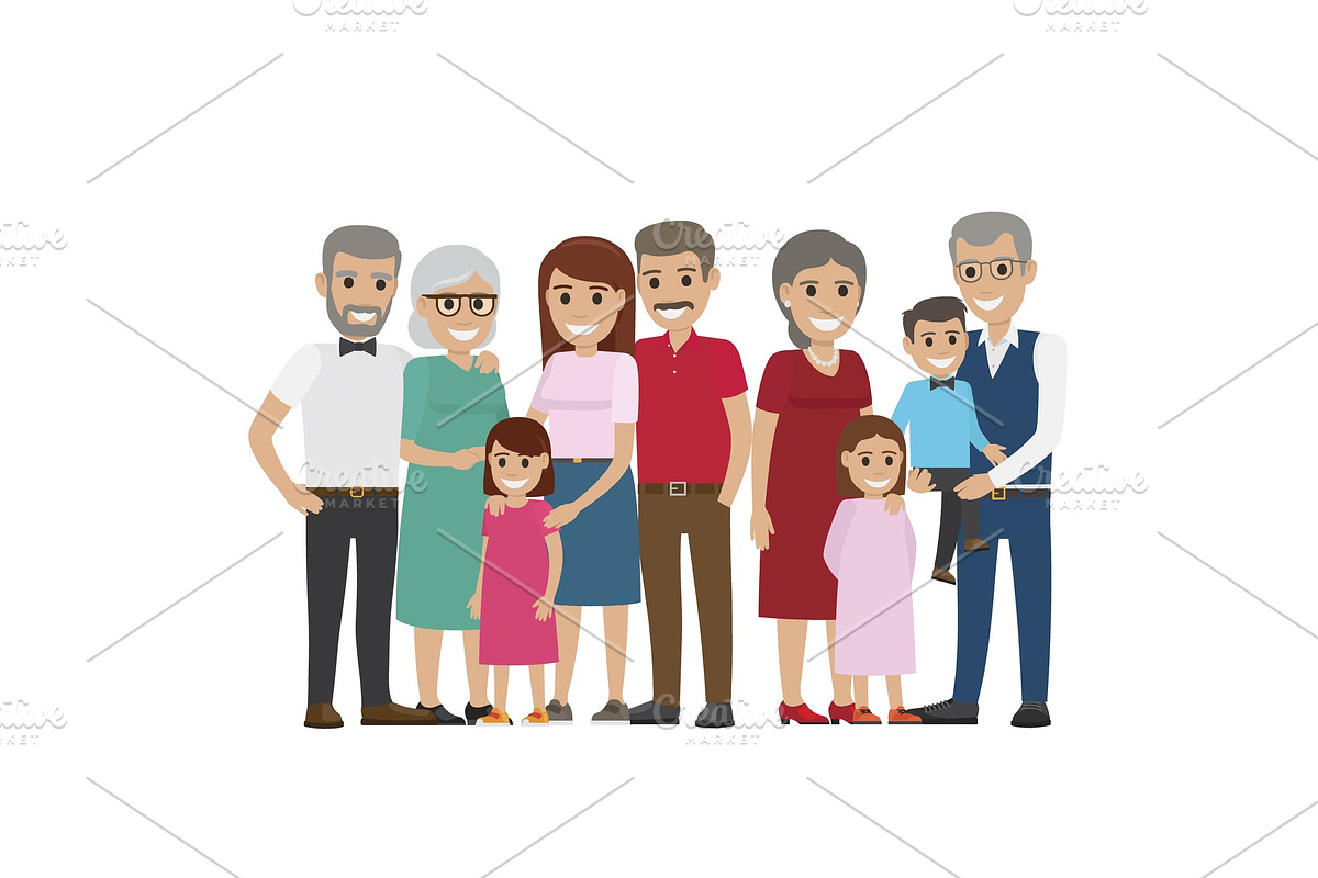 Multi-generation Family Colourful in Illustrations - product preview 8