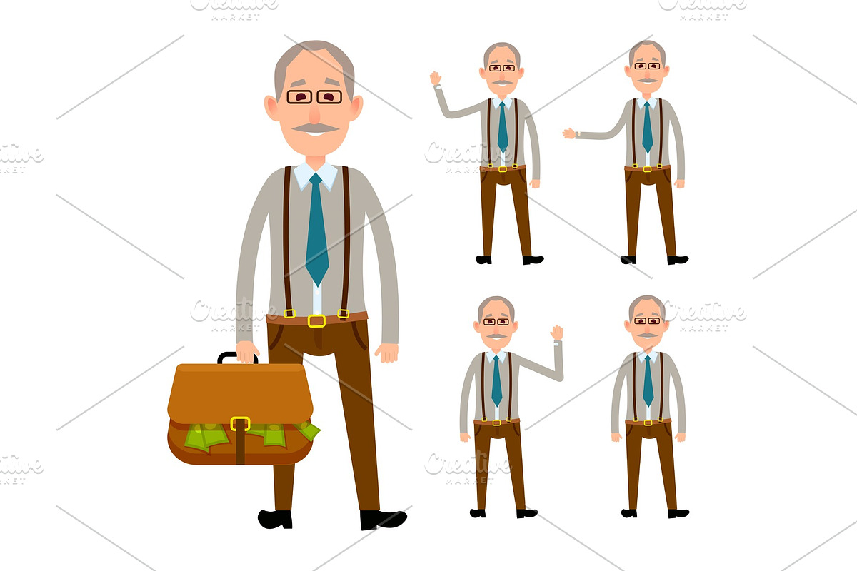Elderly Person Holding Bag with in Illustrations - product preview 8