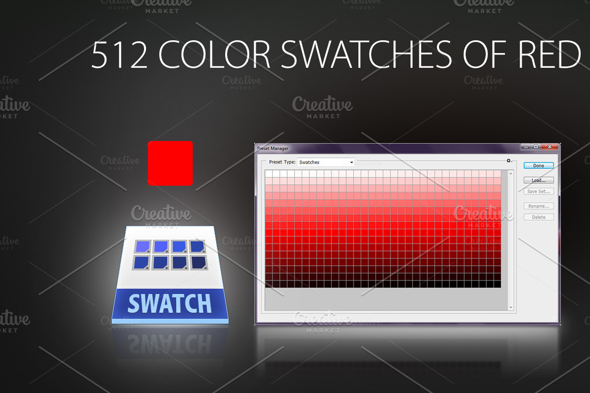 512 color swatches of red in Photoshop Color Palettes - product preview 8