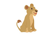 Lioness or Lion Cub Cartoon Icon in