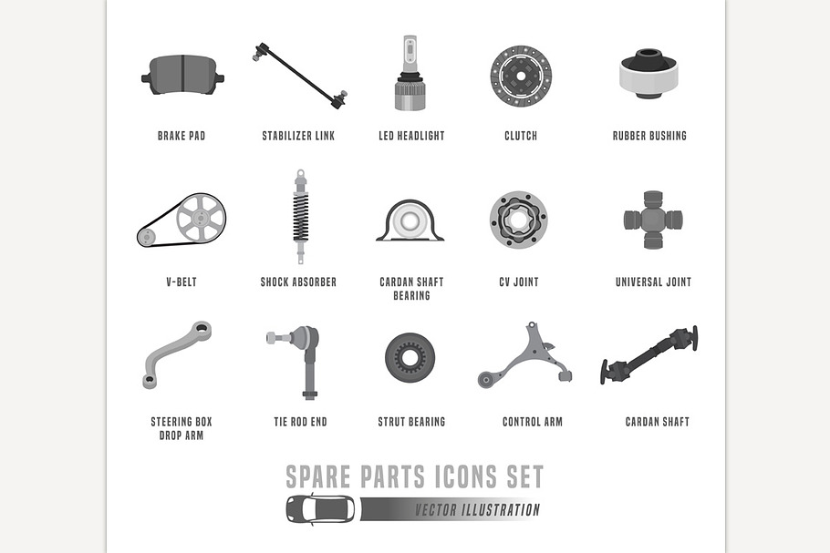 Spare Parts Icons Set