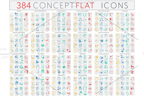 384 Complex concept line icons