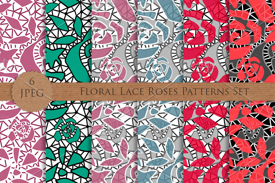 Seamless lace roses flowers patterns in Patterns - product preview 8