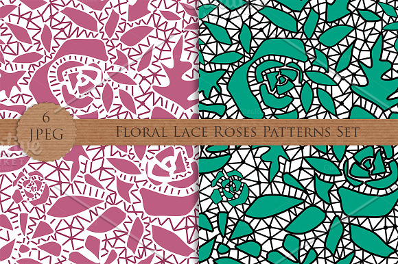 Seamless lace roses flowers patterns in Patterns - product preview 1