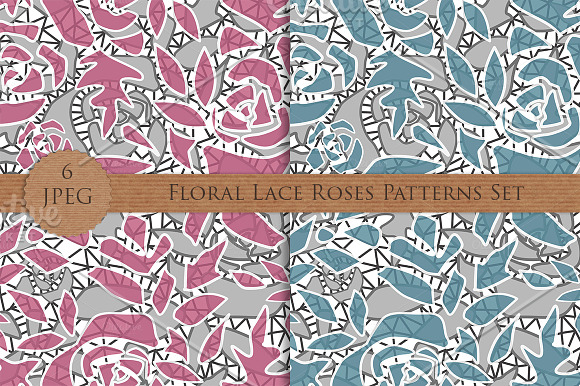 Seamless lace roses flowers patterns in Patterns - product preview 2