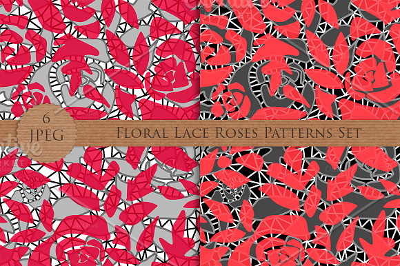 Seamless lace roses flowers patterns in Patterns - product preview 3
