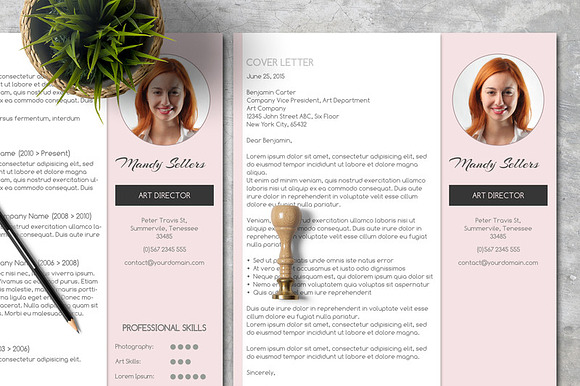 Pink CV & Cover Letter in Letter Templates - product preview 1