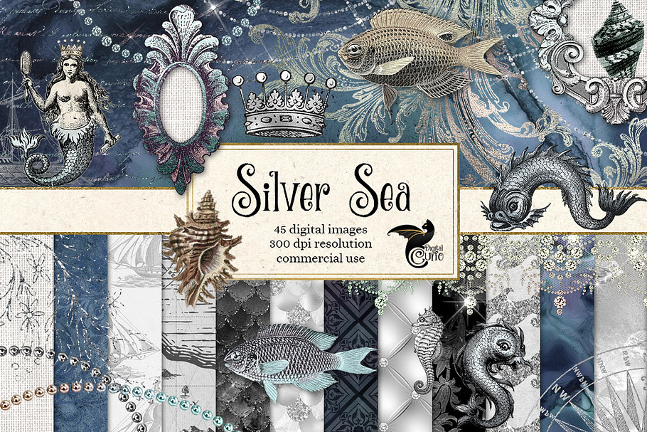 Silver Sea Digital Scrapbooking Kit in Illustrations - product preview 8