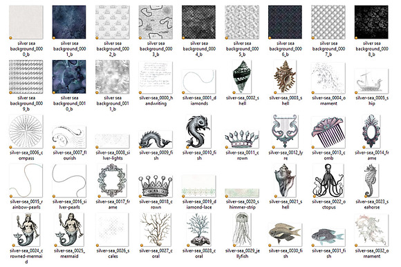 Silver Sea Digital Scrapbooking Kit in Illustrations - product preview 2