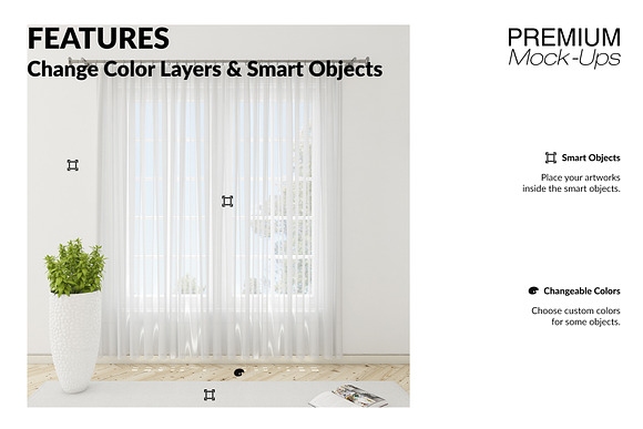 Voile Net Curtain Set in Product Mockups - product preview 3