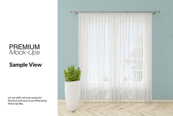 Voile Net Curtain Set in Product Mockups - product preview 6