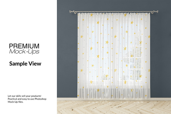 Voile Net Curtain Set in Product Mockups - product preview 7