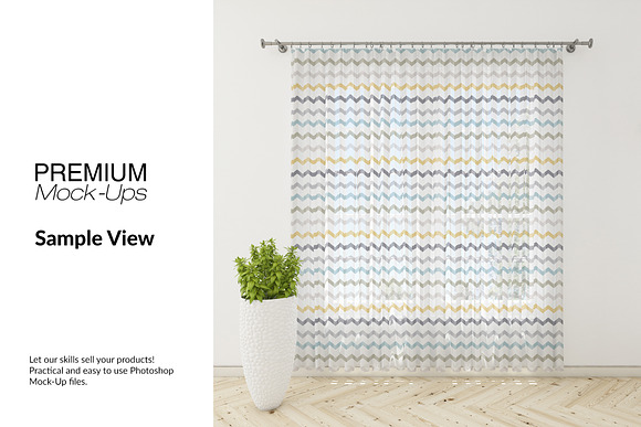 Voile Net Curtain Set in Product Mockups - product preview 10