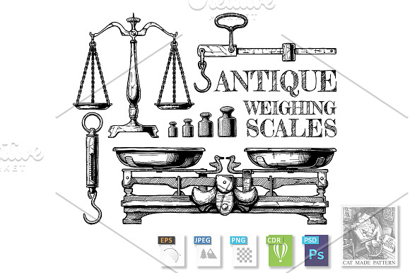 Set of weighing scales in Illustrations - product preview 1