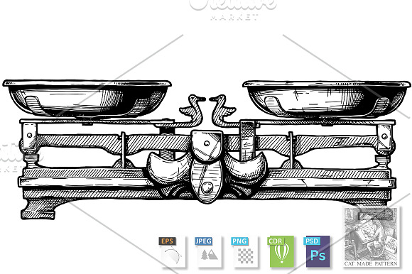 Set of weighing scales in Illustrations - product preview 2