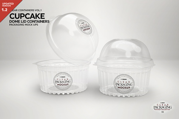 Dome Lid Cupcake Container Mockup