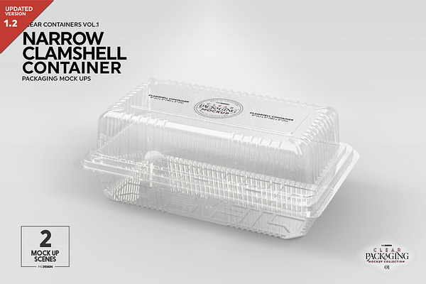 Narrow Clamshell Container Mockup
