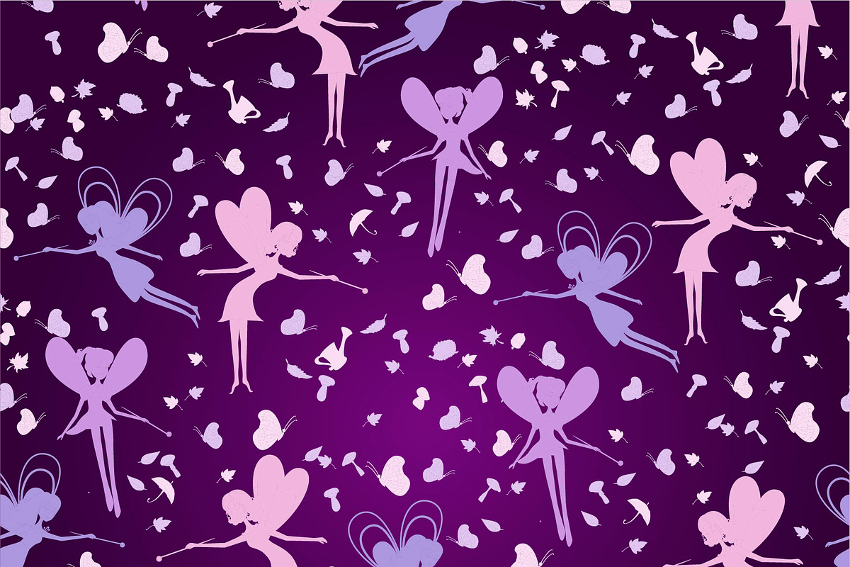 Pattern with silhouette fairies in Patterns - product preview 8