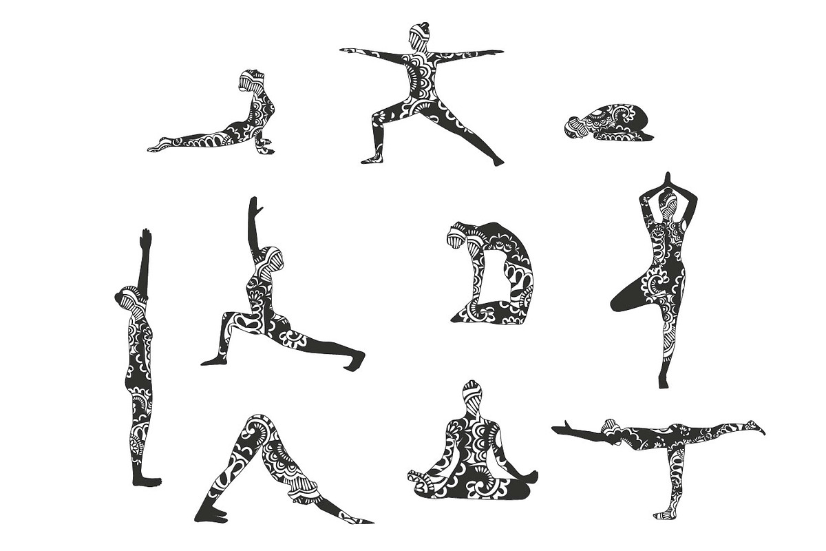 Yoga silhouette vector set in Graphics - product preview 8