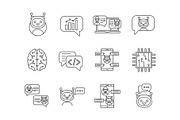 Chatbot linear icons set
