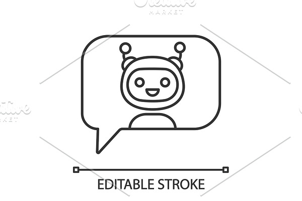 Chatbot in speech bubble linear icon