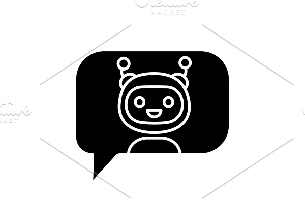 Chatbot in speech bubble glyph icon