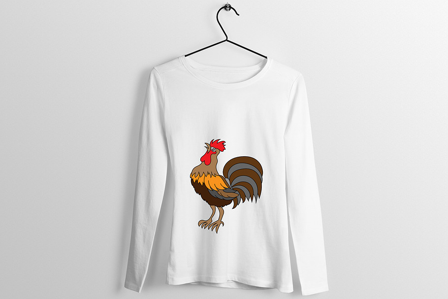 Rooster T shirt Design Illustration