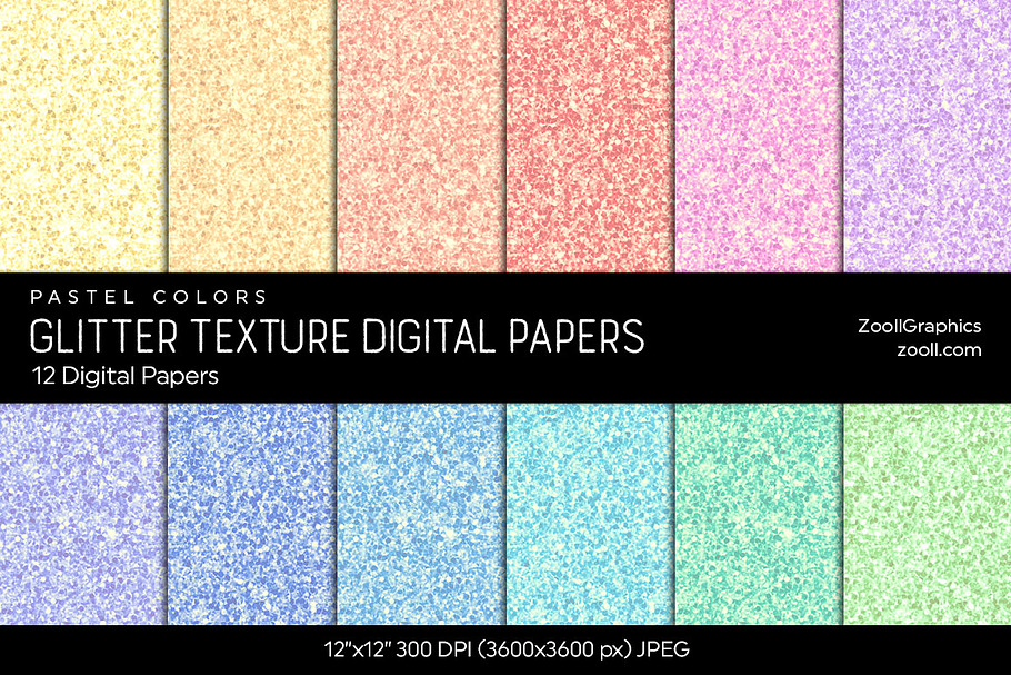 Glitter Digital Papers – Pastel