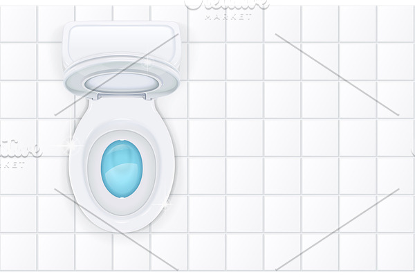Toilet bowl with open cover. Vector