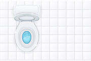 Toilet bowl with open cover. Vector