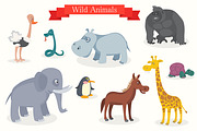 Animal cartoons, safari, wild nature