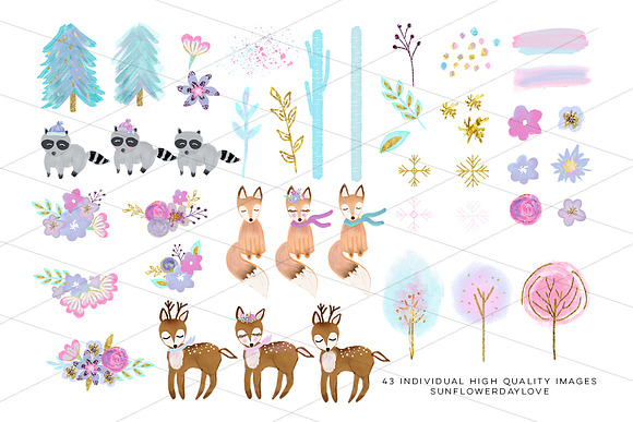 Winter forest animal clip art in Illustrations - product preview 1